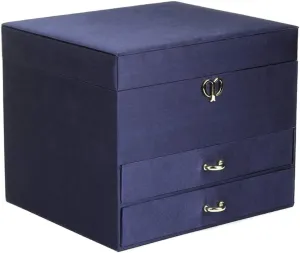 Jewelry Box Jewelry Box Women Jewelry Organizer Box 3-Layer Silk Surface Velvet Jewelry Display Storage Case Small 2 Watch Pillow Box（Pink） Jewelry case Organizer (Color : Blue)