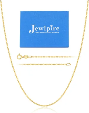 Jewlpire 1MM Italian Ultra Luxury Solid 24K Gold Over 925 Sterling Silver Chain Necklace for Women, Hypoallergenic Cable Chain Sturdy & Shiny & Thin Women's Chain Necklaces 16/18/20/22/24 Inch