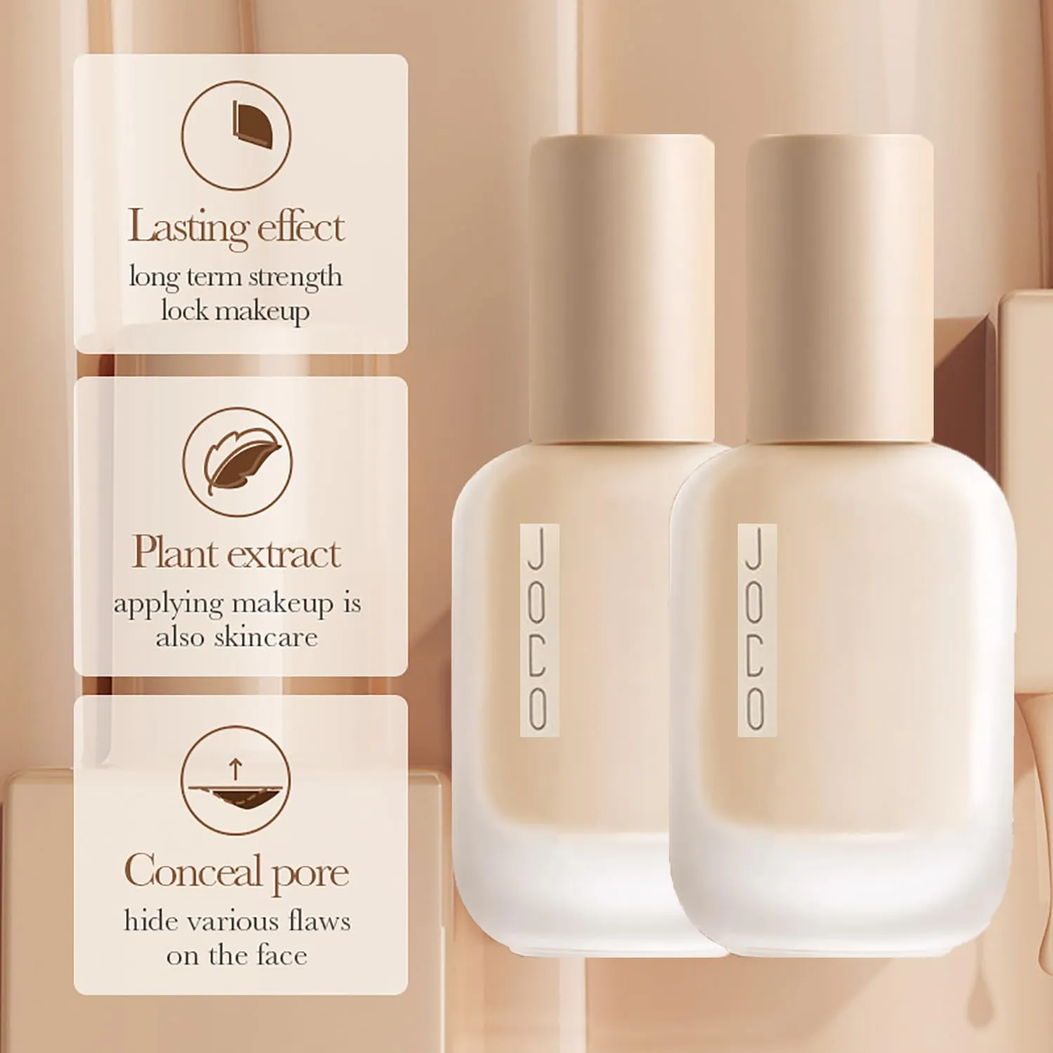 Jo Co Foundation, Jo Co Liquid Foundation, Jo Co Concealer Foundation, Creamy Liquid Foundation, 2-in-1 Foundation Full Coverage Concealer, Matte Makeup Foundation (1pc Ivory)