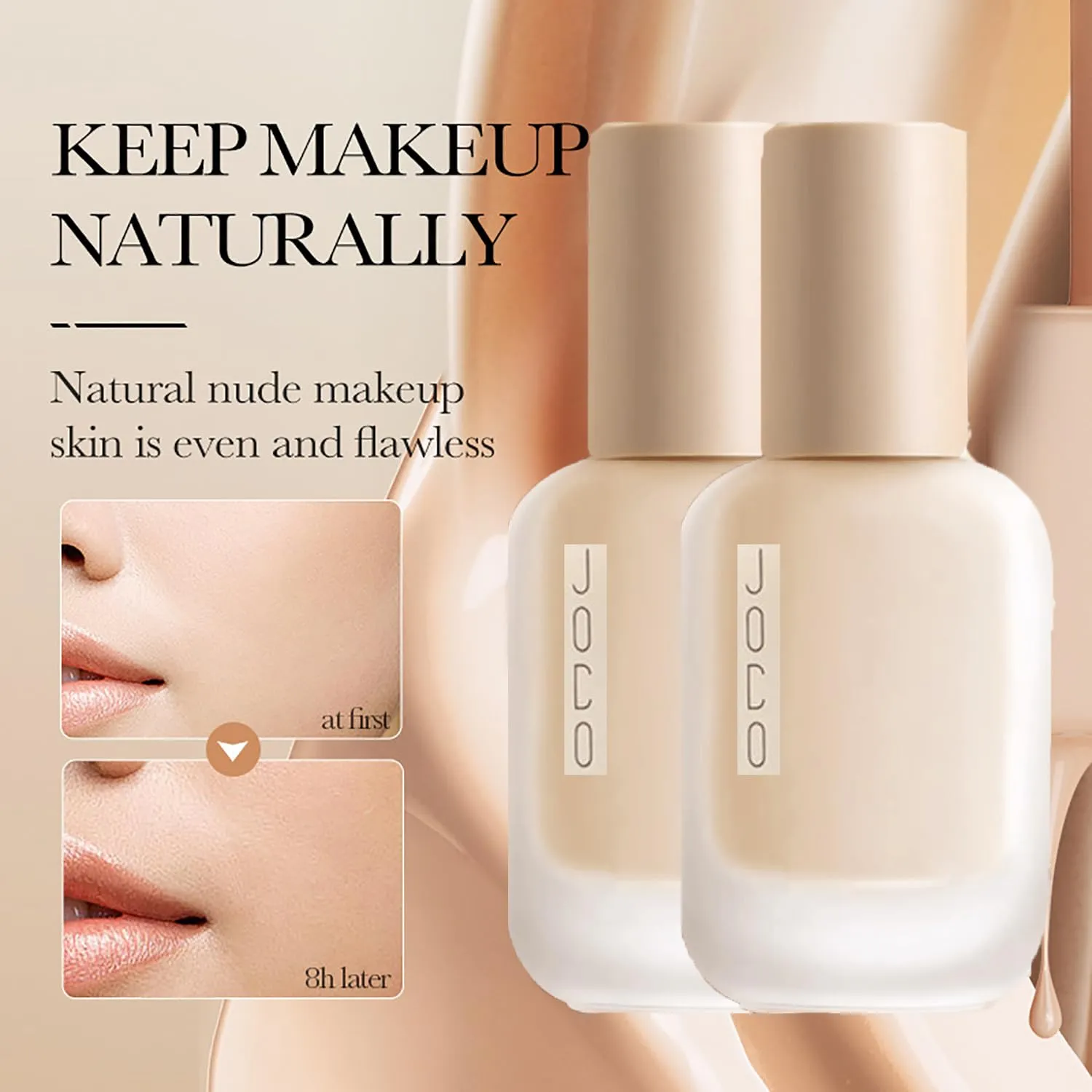 Jo Co Foundation, Jo Co Liquid Foundation, Jo Co Concealer Foundation, Creamy Liquid Foundation, 2-in-1 Foundation Full Coverage Concealer, Matte Makeup Foundation (1pc Ivory)