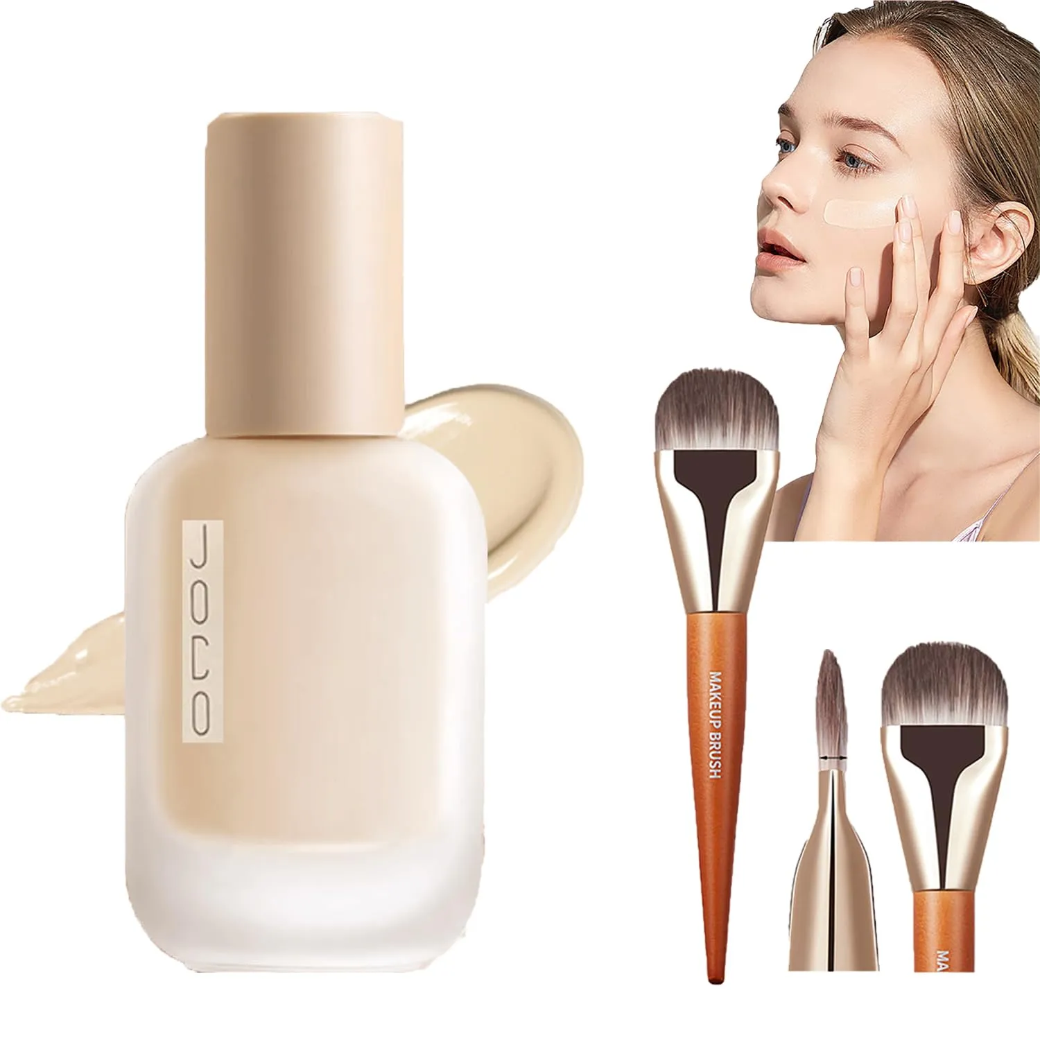 Jo Co Foundation, Jo Co Liquid Foundation, Jo Co Concealer Foundation, Creamy Liquid Foundation, 2-in-1 Foundation Full Coverage Concealer, Matte Makeup Foundation (1pc Ivory)