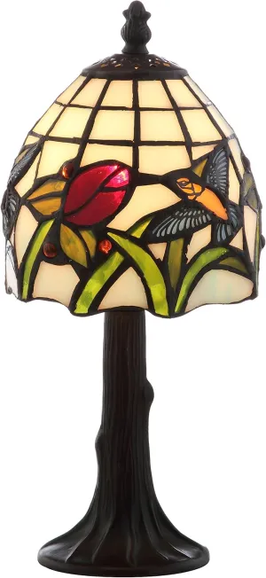 JONATHAN Y JYL8014A Hummingbird Tiffany-Style 12" LED Table Lamp Tiffany,Traditional for Bedroom, Living Room, Office, College Dorm, Coffee Table, Bookcase, Bronze