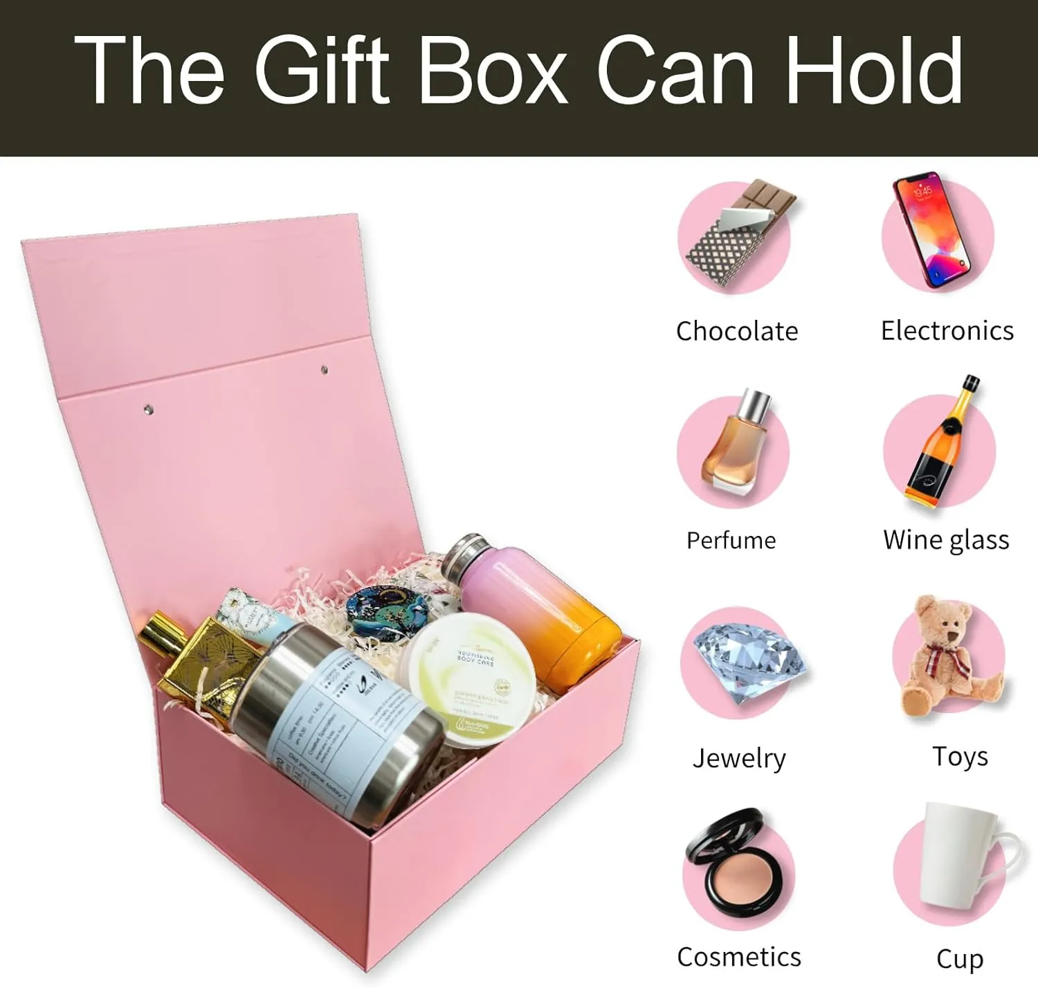 Joyscoop Pink Gift Box - 5 Pack 11x7.6x3.5 Inches Gift Box with Lids,Portable Magnetic Gift Boxes for Presents, Women, Bridesmaid Proposal, Mother's Day, Wedding.