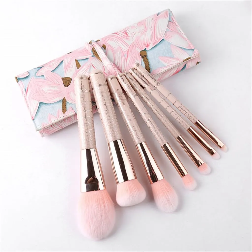 JSEIAJB Rose Gold 7pcs Makeup Brush Set Beauty Tools Loose Powder Brush Eyeshadow Brush Handle