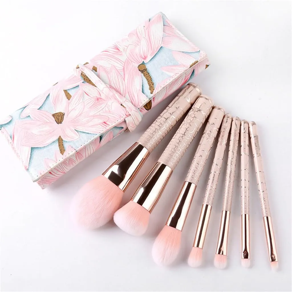 JSEIAJB Rose Gold 7pcs Makeup Brush Set Beauty Tools Loose Powder Brush Eyeshadow Brush Handle