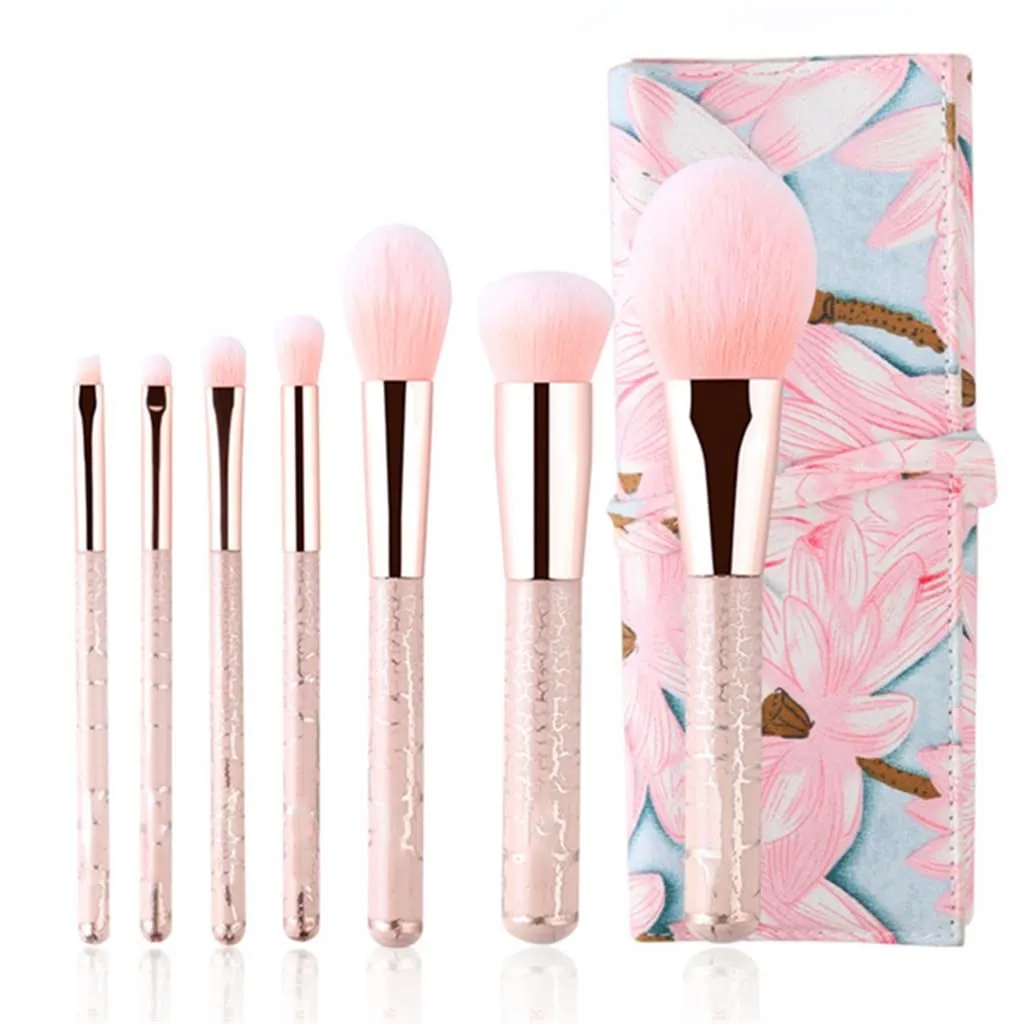 JSEIAJB Rose Gold 7pcs Makeup Brush Set Beauty Tools Loose Powder Brush Eyeshadow Brush Handle