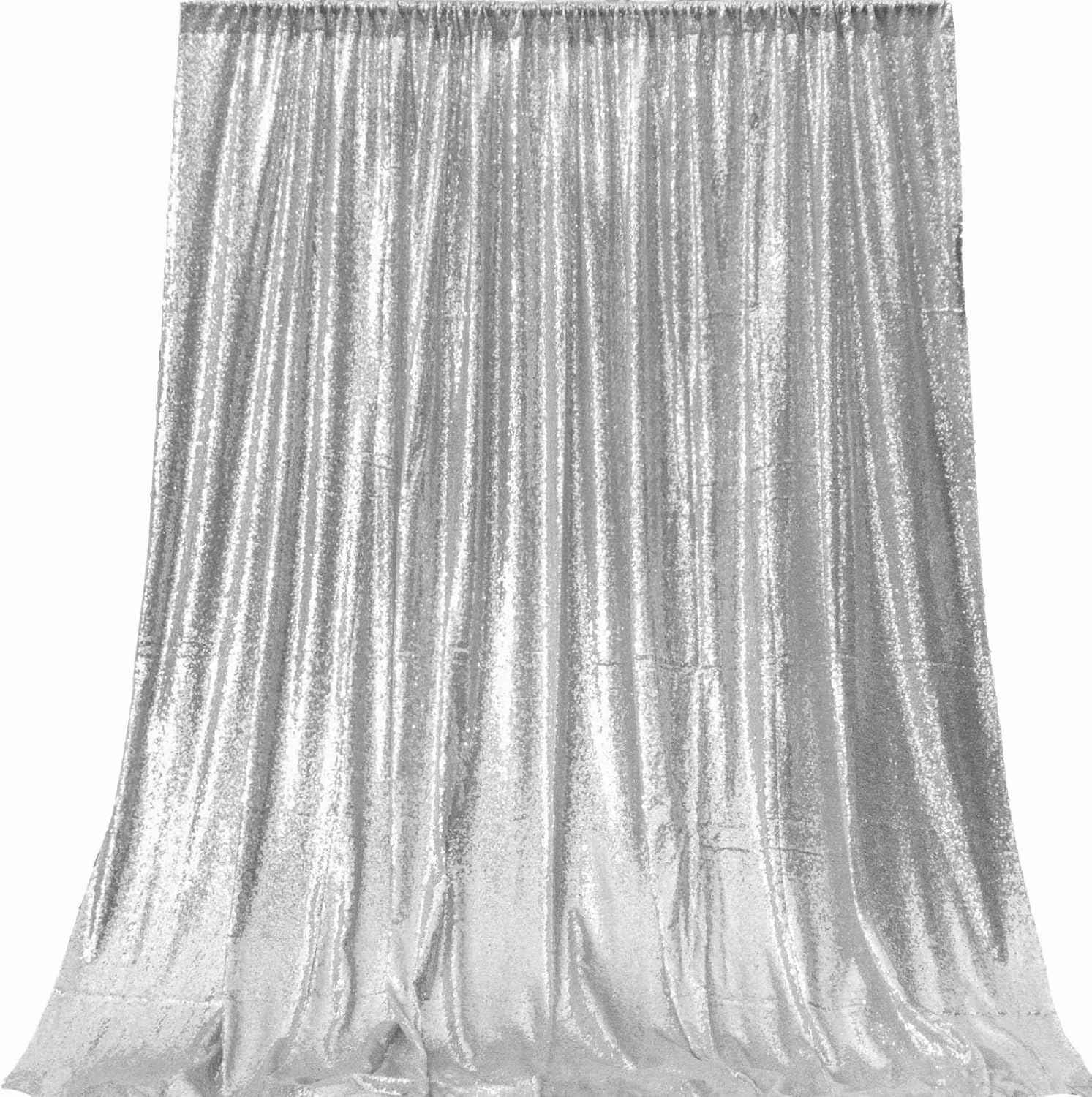 JYFLZQ Silver Sequin Backdrop Curtains 2ft x 8ft 2 Panel Glitter Photo Booth Backdrops Sparkly Photography Background Drapes for Parties Wedding Bridal Showers