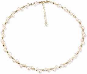 K-Elewon Natural Freshwater Pearl Choker Necklace for Women Dainty 18K Gold Plated Baroque Pearl Necklaces Handmade Jewelry Gift CH01