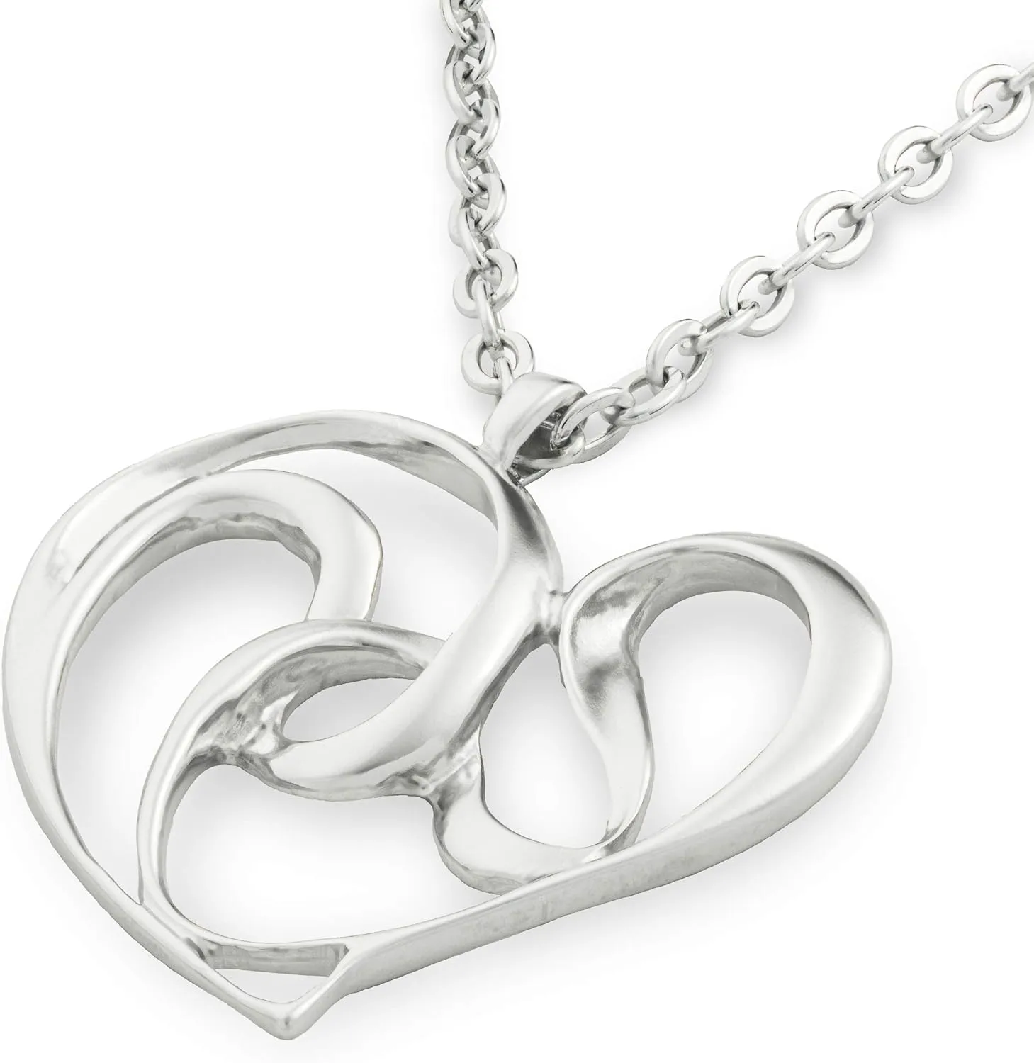 KA-TAL' Heart Pendant Necklace Silver Tone with Long 24" Chain  2" Extender Gift Boxed