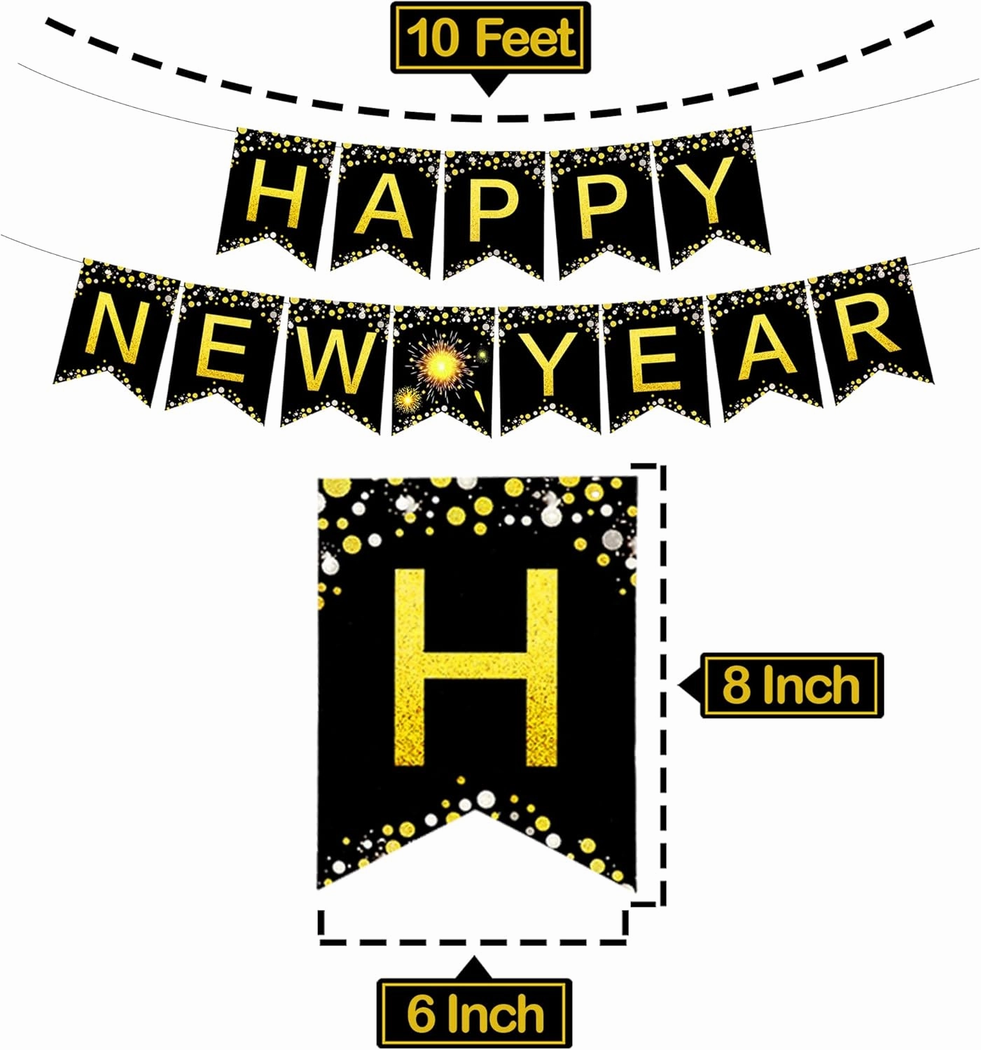 KatchOn Happy New Year Banner - Large 10 Feet No DIY | New Years Eve Banner 2025, Decorations 2025
