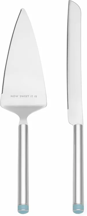Kate Spade New York Take the Cake Knife and Server 2-Piece Dessert Serving Set, Silver-plate and Turquoise