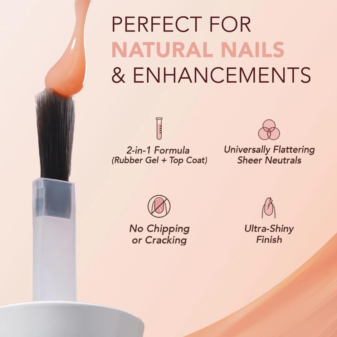 KIARA SKY Tinted Rubber Top Coat 0.5 oz | 2-in-1 Rubber Base & Top Coat - No Wipe Finish | Coral Silk