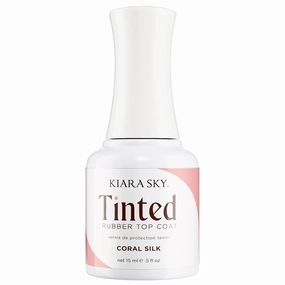 KIARA SKY Tinted Rubber Top Coat 0.5 oz | 2-in-1 Rubber Base & Top Coat - No Wipe Finish | Coral Silk