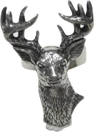 Kiola Designs White Tailed Stag Deer Head Adjustable Size Fashion Ring