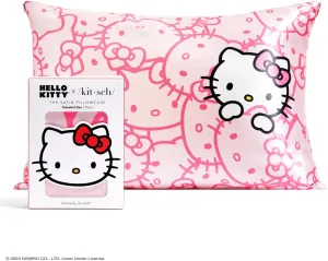 Kitsch x Hello Kitty (Pink Kitty Faces) - Satin Pillowcase with Zipper for Hair and Skin, Softer Than Silk Pillow Case, Cooling Pillow Cover, Machine Washable, Queen/Standard (19x26)