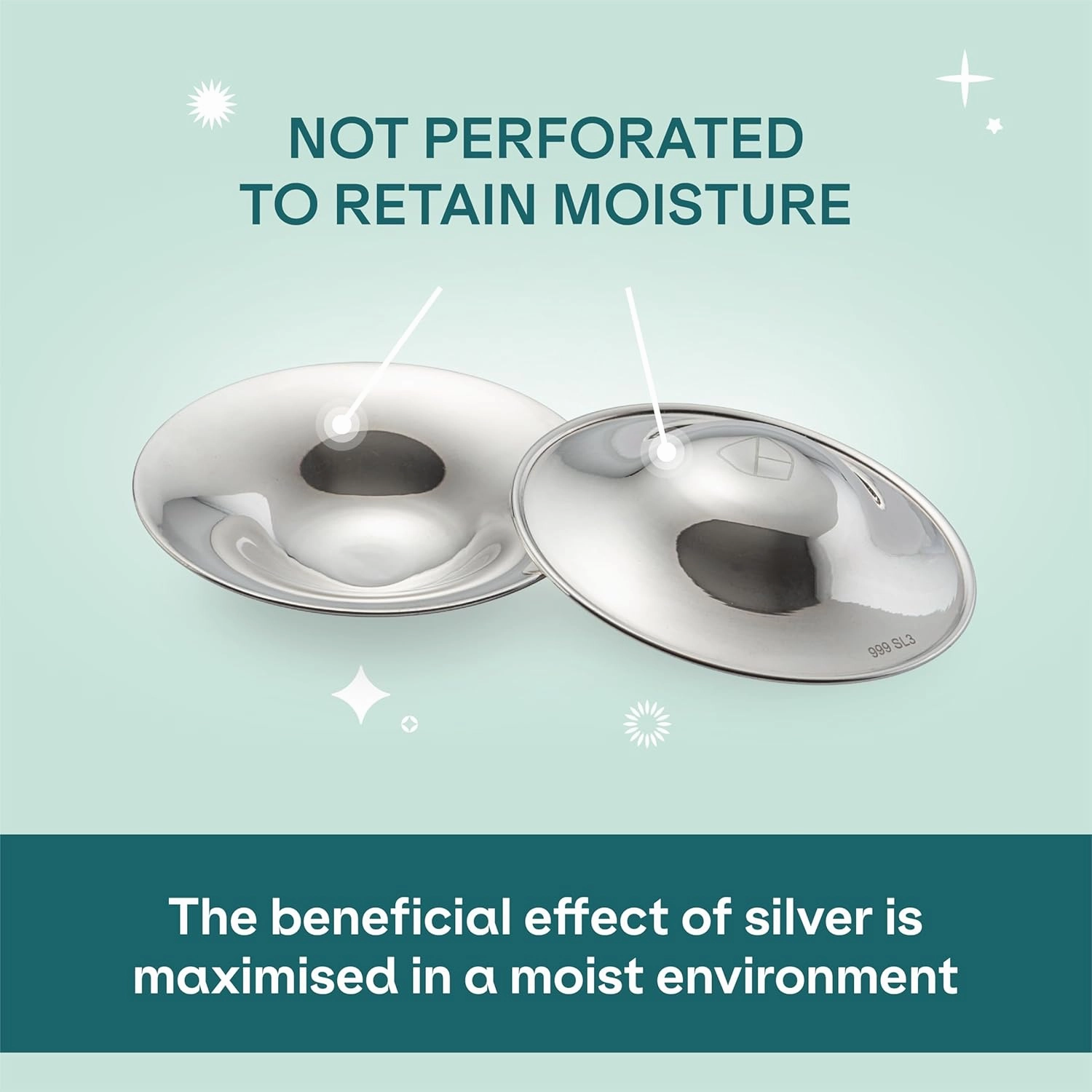 Koala Babycare The Original Silver Nursing Cups - Nipple Shields for Breastfeeding Newborn - Breastfeeding Essentials - Protect and Soothe - Tri-Laminate Silver - Standard Size