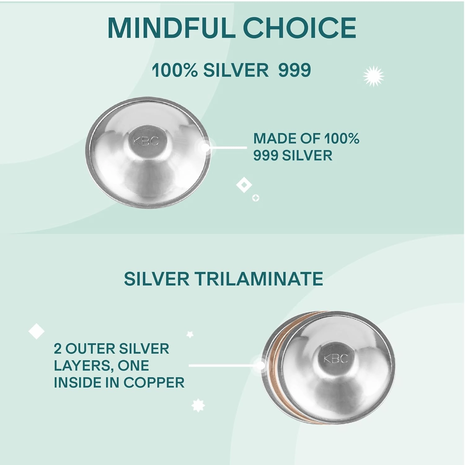 Koala Babycare The Original Silver Nursing Cups - Nipple Shields for Breastfeeding Newborn - Breastfeeding Essentials - Protect and Soothe - Tri-Laminate Silver - Standard Size