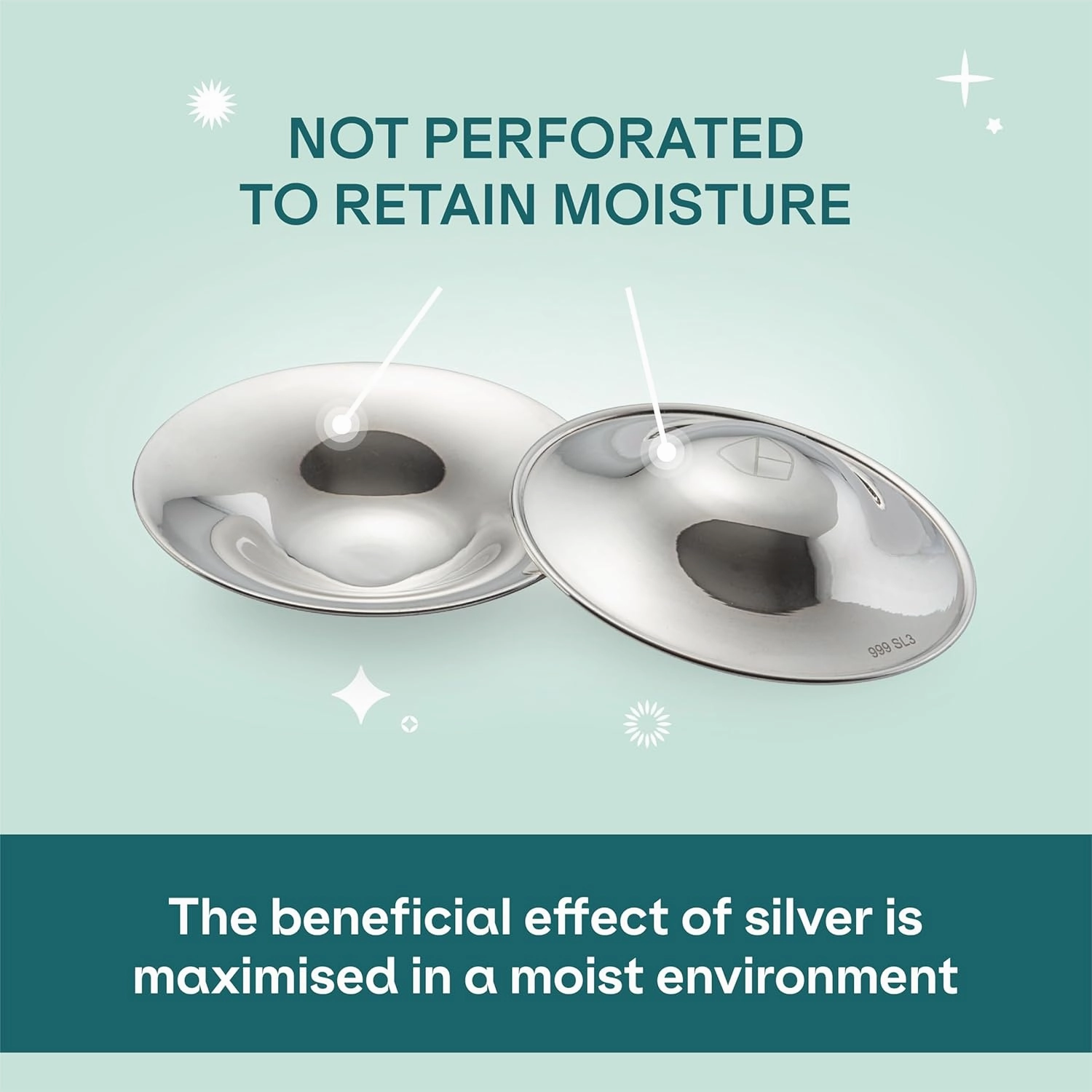 Koala Babycare The Original Silver Nursing Cups - Nipple Shields for Breastfeeding Newborn - Breastfeeding Essentials - Protect and Soothe - Tri-Laminate Silver - Standard Size