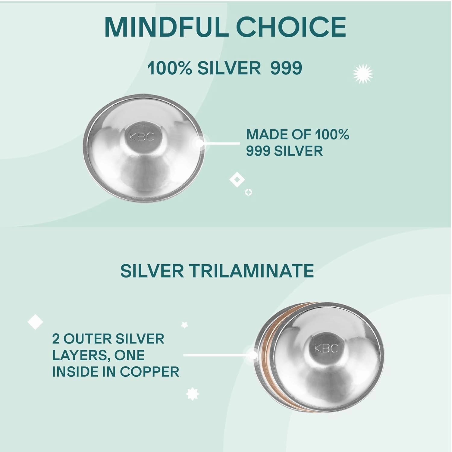 Koala Babycare The Original Silver Nursing Cups - Nipple Shields for Breastfeeding Newborn - Breastfeeding Essentials - Protect and Soothe - Tri-Laminate Silver - Standard Size
