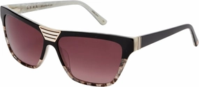 L.A.M.B. Gwen Stefani LA573 Women's Modern Rectangle Sunglasses, 58 mm, Black, UV400 Protection