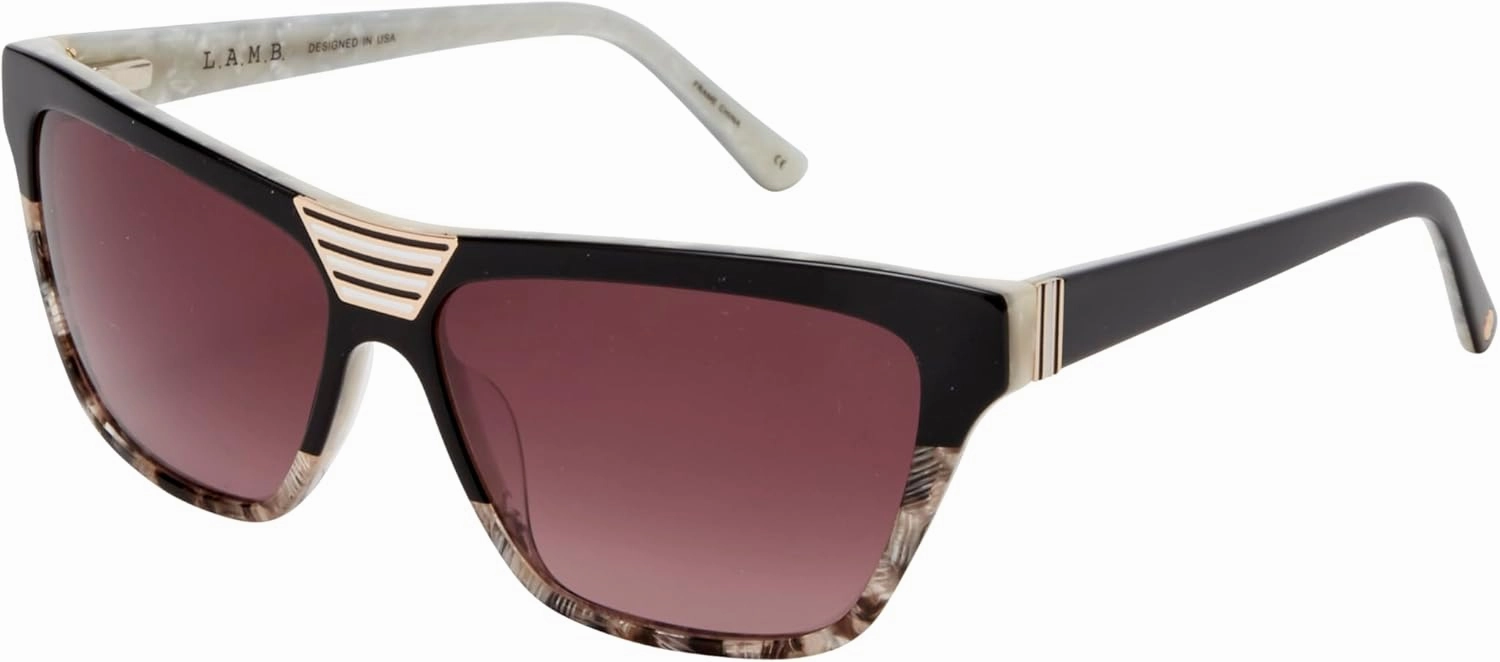 L.A.M.B. Gwen Stefani LA573 Women's Modern Rectangle Sunglasses, 58 mm, Black, UV400 Protection