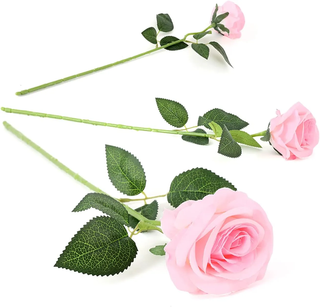Laelfe 12 PCS Artificial Flowers Roses Fake Silk Flowers Long Stem Artificial Roses for Home Wedding Decorations