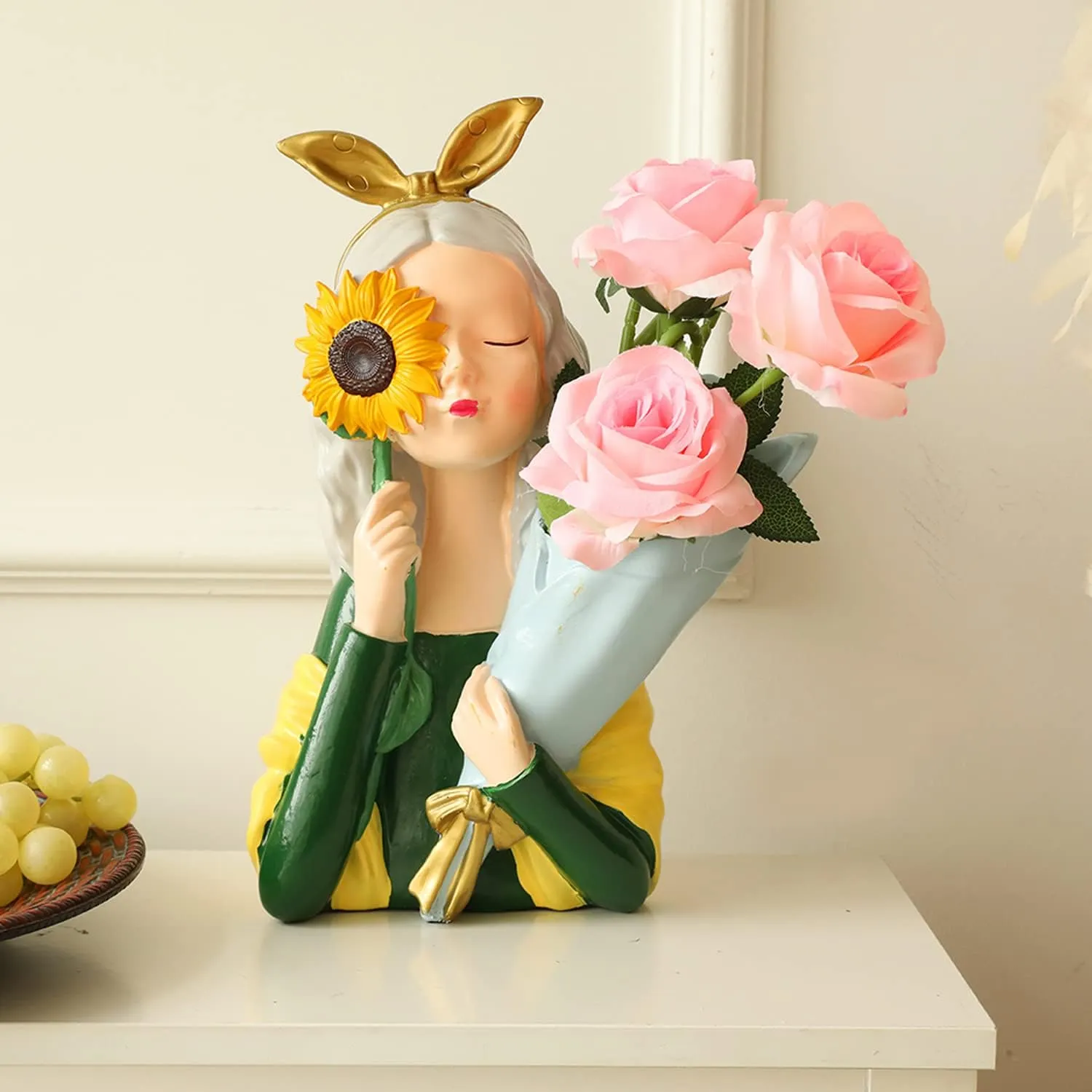Laelfe 12 PCS Artificial Flowers Roses Fake Silk Flowers Long Stem Artificial Roses for Home Wedding Decorations