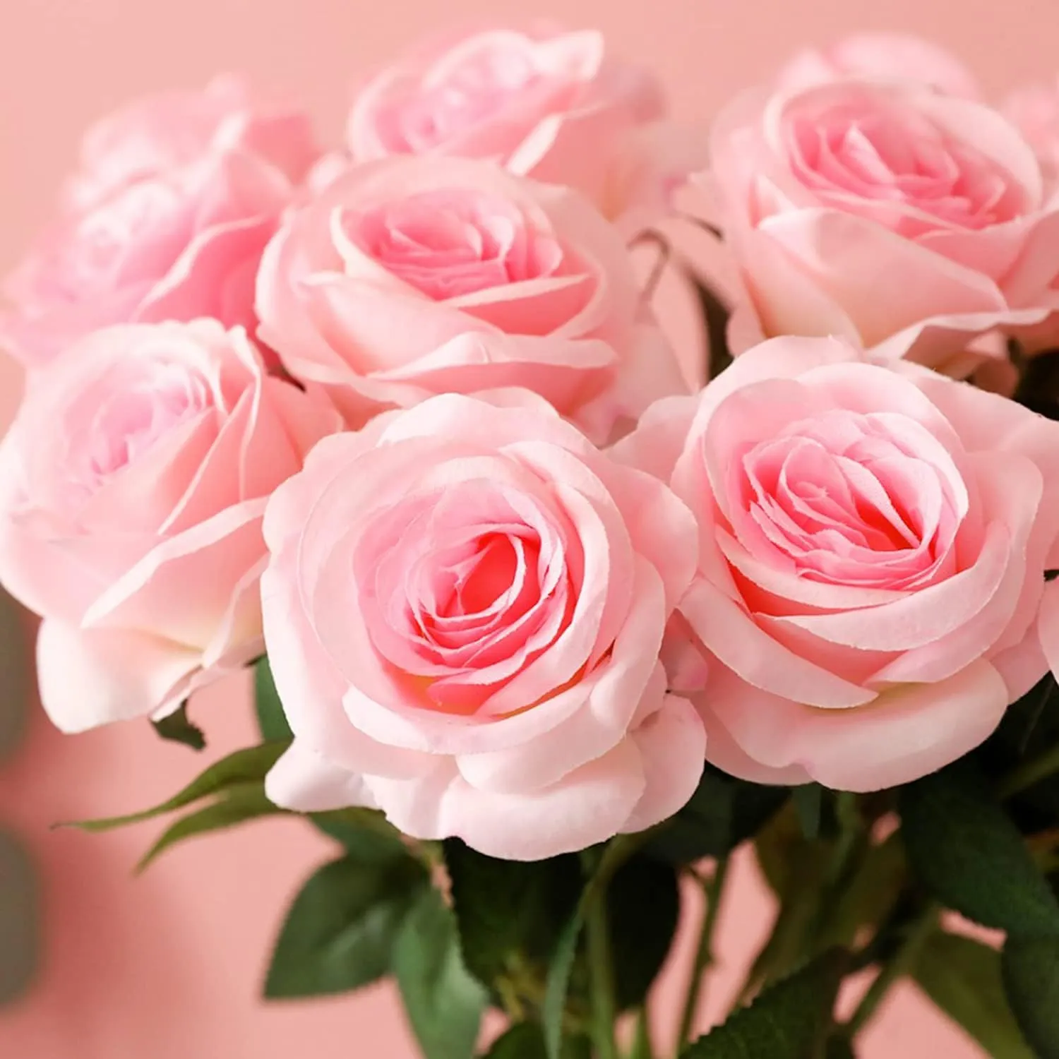 Laelfe 12 PCS Artificial Flowers Roses Fake Silk Flowers Long Stem Artificial Roses for Home Wedding Decorations