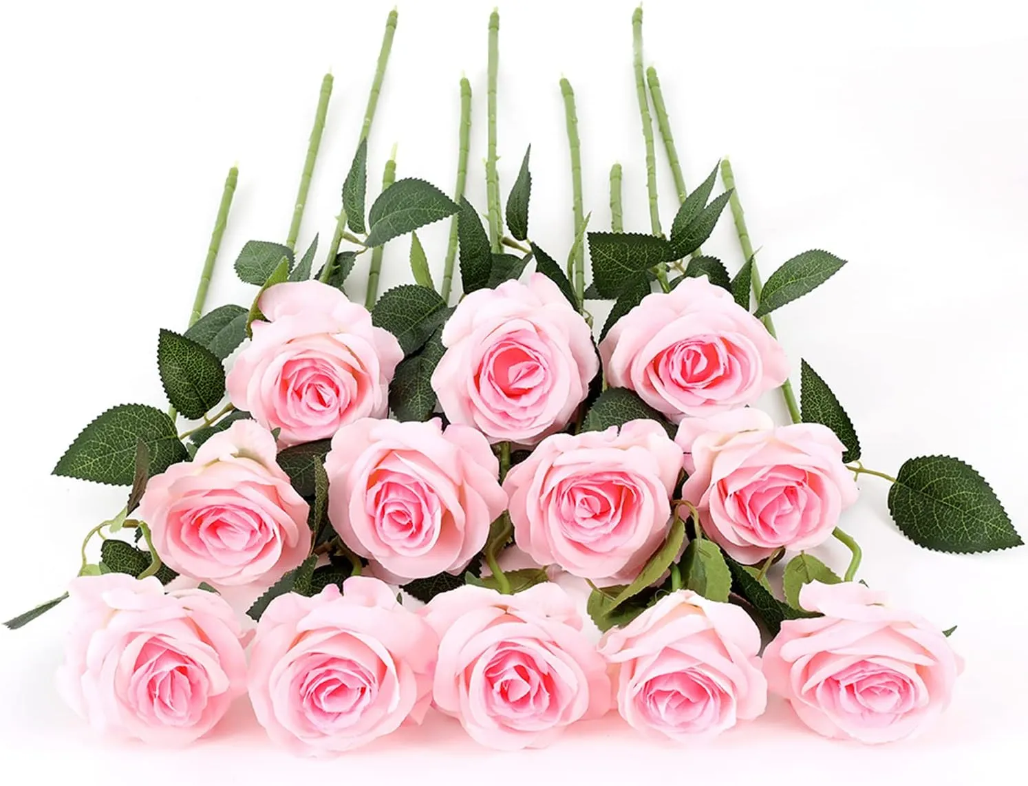 Laelfe 12 PCS Artificial Flowers Roses Fake Silk Flowers Long Stem Artificial Roses for Home Wedding Decorations