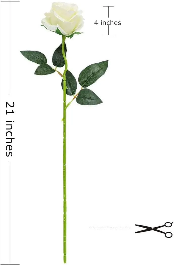 Laelfe 12 PCS Artificial Flowers Roses Silk Flowers Fake Long Stem Artificial Roses for Home Wedding Bathroom Kitchen Decorations