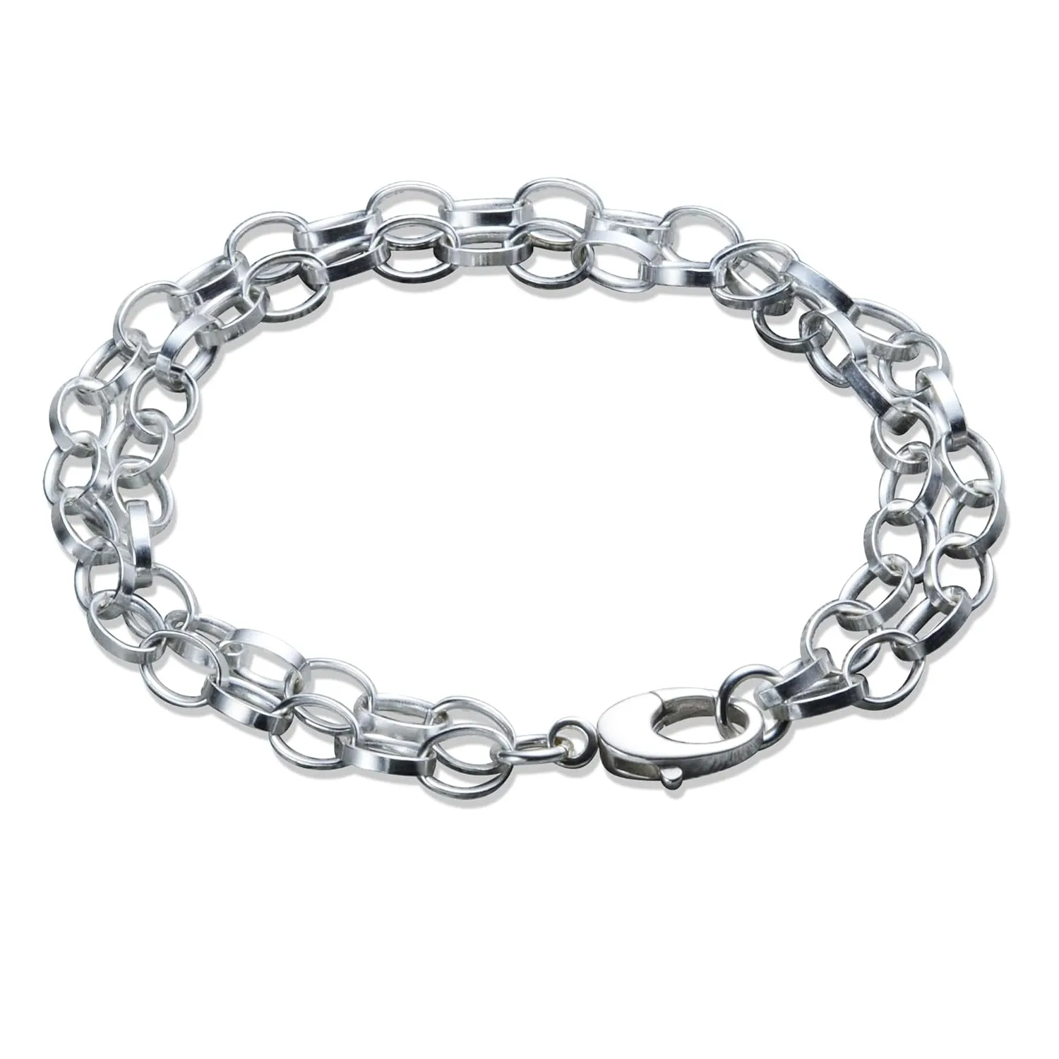 Layered Chain Charm Bracelet in Sterling Silver 8.0 inches (8.0 inches)
