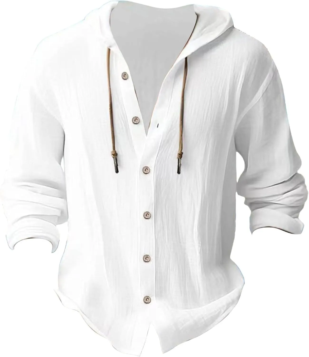 LCMTWX Men's Regular-Fit Long-Sleeve Casual Shirt and Linen Hooded Shirt T Shirts for Man Short Sleeve Button Down Men