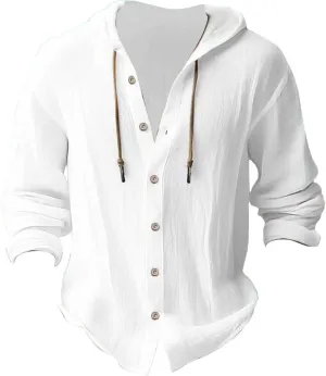 LCMTWX Men's Regular-Fit Long-Sleeve Casual Shirt and Linen Hooded Shirt T Shirts for Man Short Sleeve Button Down Men