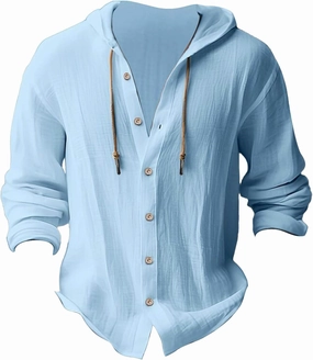 LCMTWX Men's Regular-Fit Long-Sleeve Casual Shirt and Linen Hooded Shirt T Shirts for Man Short Sleeve Button Down Men