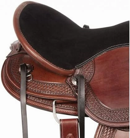 Leather Western Endurance Trail Horse Saddle Handmade Comfort with Horn Equestrian Horseback Riding Tack, Get Matching Headstall,Breast Collar & Reins Size:14"-18" inches Seat, LEWH07