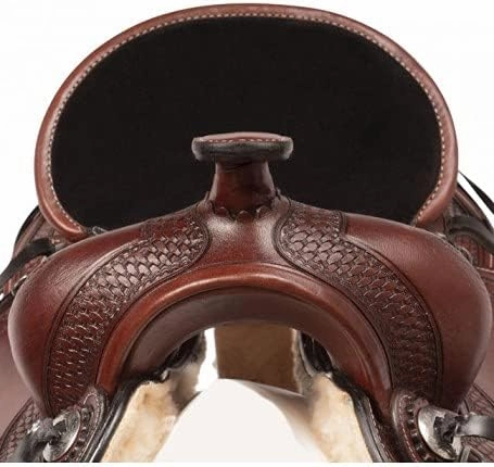 Leather Western Endurance Trail Horse Saddle Handmade Comfort with Horn Equestrian Horseback Riding Tack, Get Matching Headstall,Breast Collar & Reins Size:14"-18" inches Seat, LEWH07