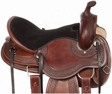 Leather Western Endurance Trail Horse Saddle Handmade Comfort with Horn Equestrian Horseback Riding Tack, Get Matching Headstall,Breast Collar & Reins Size:14"-18" inches Seat, LEWH07