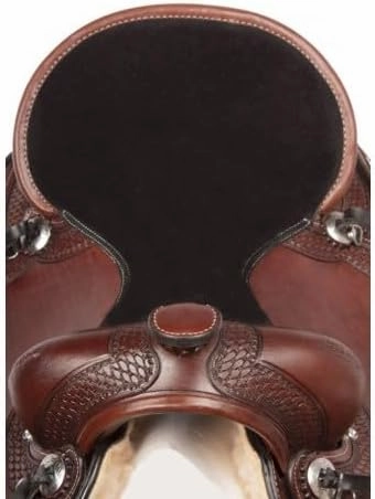 Leather Western Endurance Trail Horse Saddle Handmade Comfort with Horn Equestrian Horseback Riding Tack, Get Matching Headstall,Breast Collar & Reins Size:14"-18" inches Seat, LEWH07
