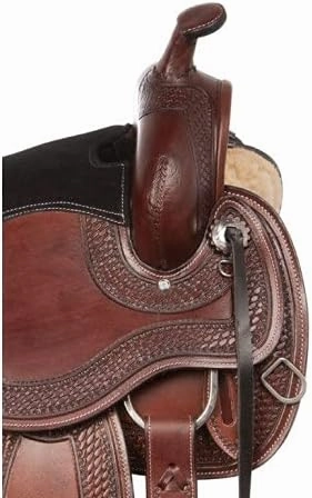 Leather Western Endurance Trail Horse Saddle Handmade Comfort with Horn Equestrian Horseback Riding Tack, Get Matching Headstall,Breast Collar & Reins Size:14"-18" inches Seat, LEWH07