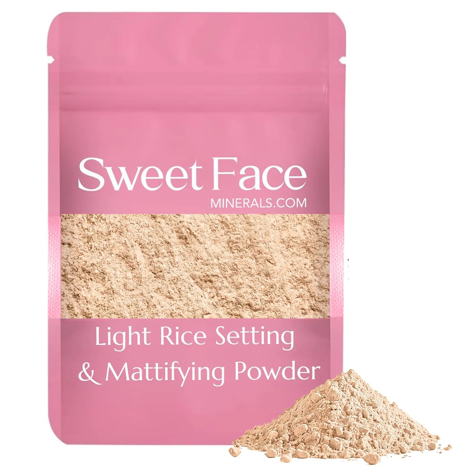 LIGHT RICE SETTING BULK POWDER (8 Ounce Refill Pouch) Loose Mineral Makeup Use alone or add to Foundation to create an even more Matte Finish Absorbs Oil Leaves Face Smooth Makeup Lasts Longer