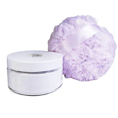 Lilac Silk Powder Boxed Gift Set - 8 oz Jar Silk Powder and Silky Violet Powder Puff - Large Size