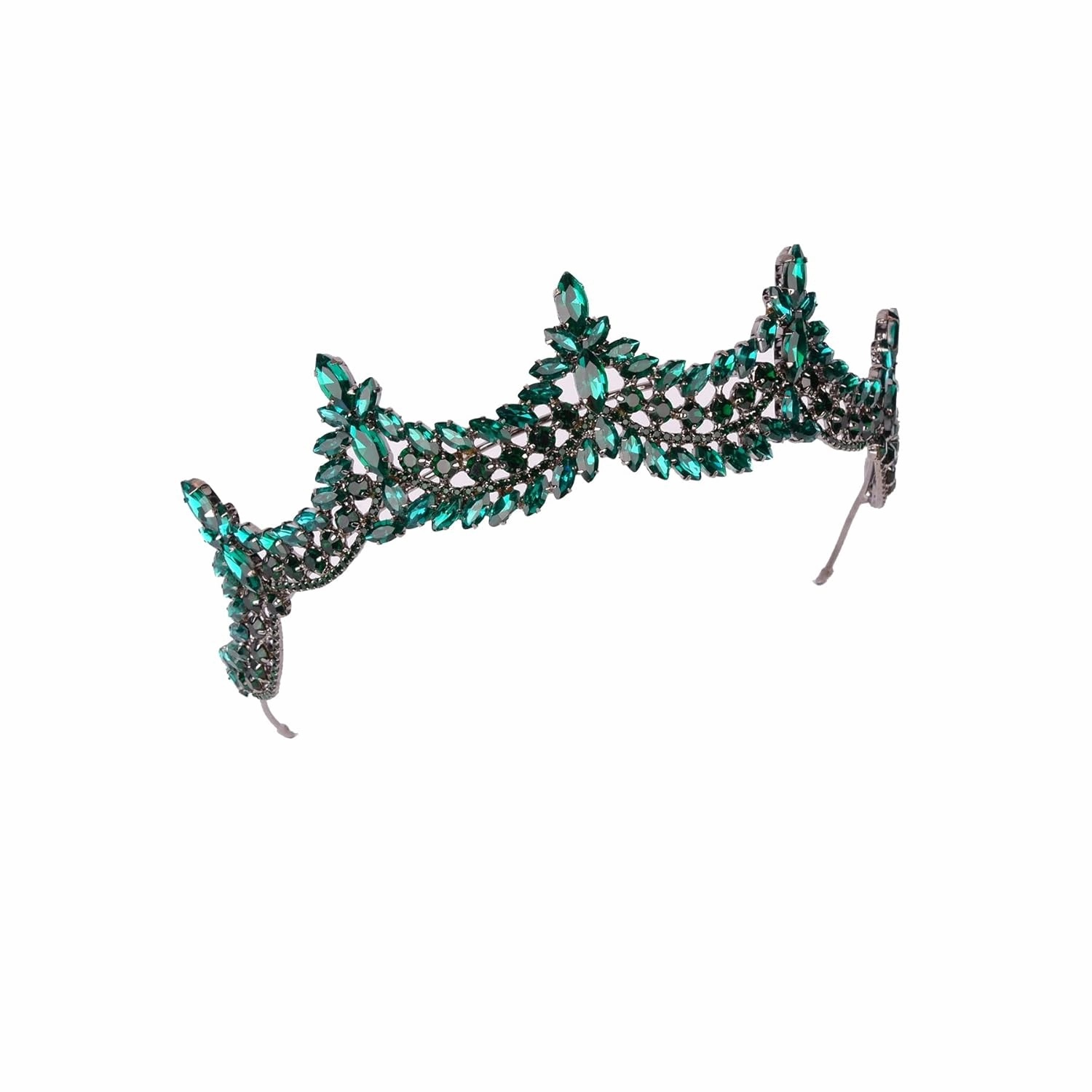 LIMELIA Women's Tiara-Crown for Henna Wedding Party | Glitter Hair Accessories for Bridal Birthday Pageant Prom Halloween Costume Christmas Party, Princess Crowns | Shiny Crystal Stone1 - Green