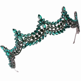 LIMELIA Women's Tiara-Crown for Henna Wedding Party | Glitter Hair Accessories for Bridal Birthday Pageant Prom Halloween Costume Christmas Party, Princess Crowns | Shiny Crystal Stone1 - Green