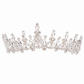 LIMELIA Women's Tiara for Henna Wedding Party | Glitter Hair Accessories for Bridal Birthday Pageant Prom Halloween Costume Christmas Party, Princess Crowns | Shiny Shuttle Stone - Silver