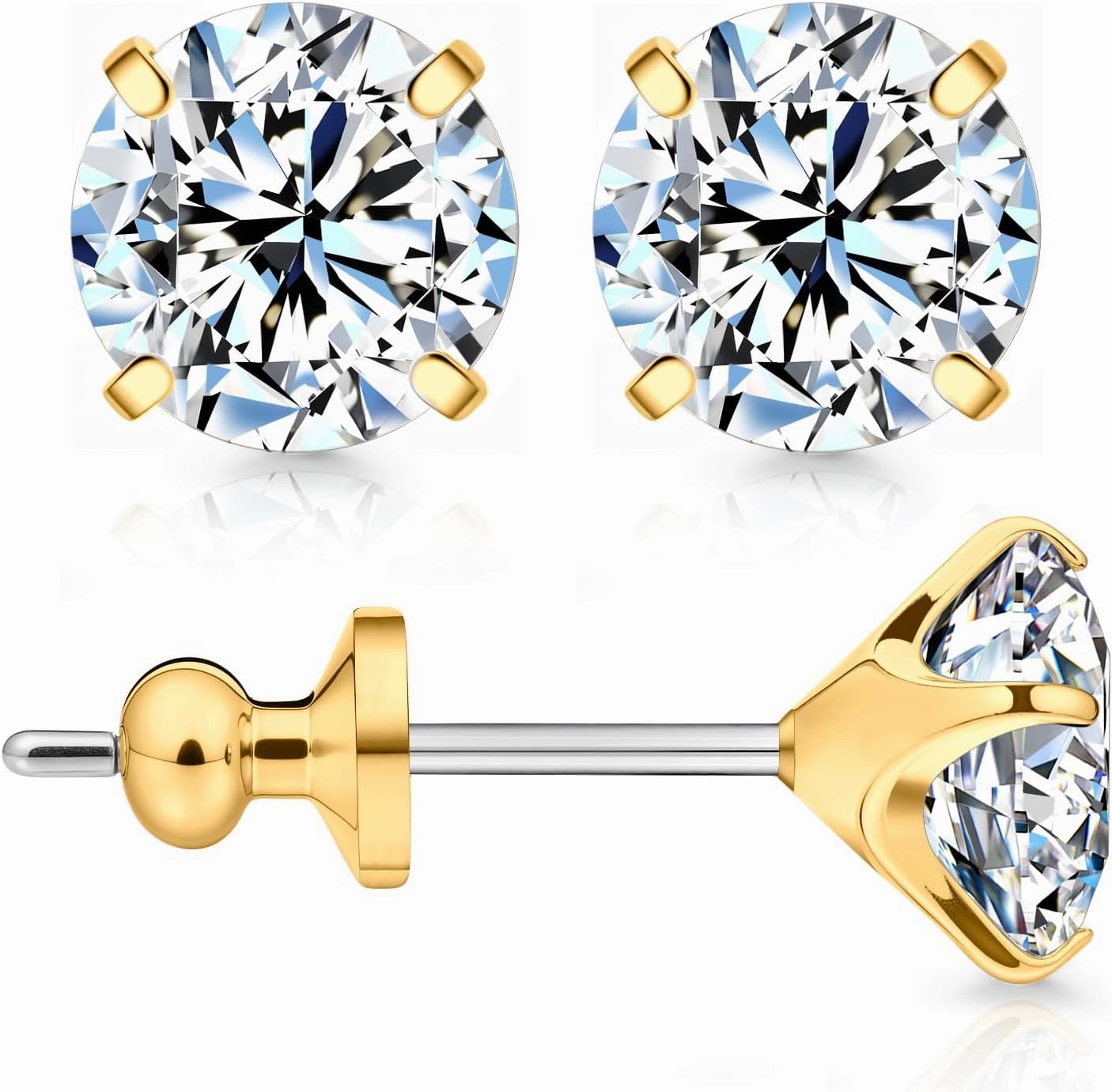 Limerencia Moissanite Titanium Stud Earrings, D Color VVS1 Clarity Lab Created Moissanite Earrings, F136 Implant Grade Hypoallergenic Titanium Earrings for Women Men Sensitive Ears