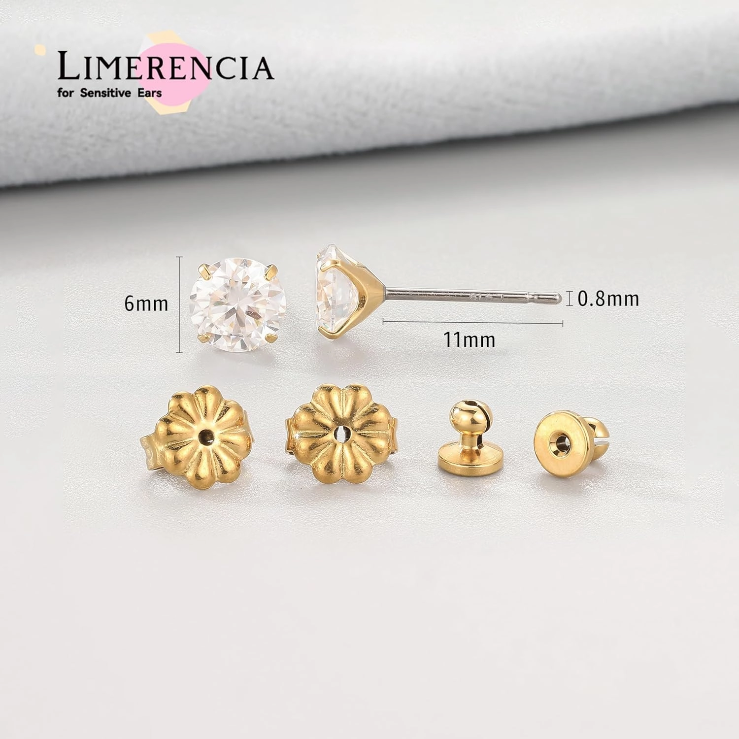 Limerencia Moissanite Titanium Stud Earrings, D Color VVS1 Clarity Lab Created Moissanite Earrings, F136 Implant Grade Hypoallergenic Titanium Earrings for Women Men Sensitive Ears