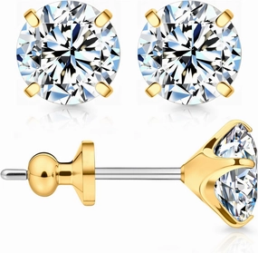 Limerencia Moissanite Titanium Stud Earrings, D Color VVS1 Clarity Lab Created Moissanite Earrings, F136 Implant Grade Hypoallergenic Titanium Earrings for Women Men Sensitive Ears