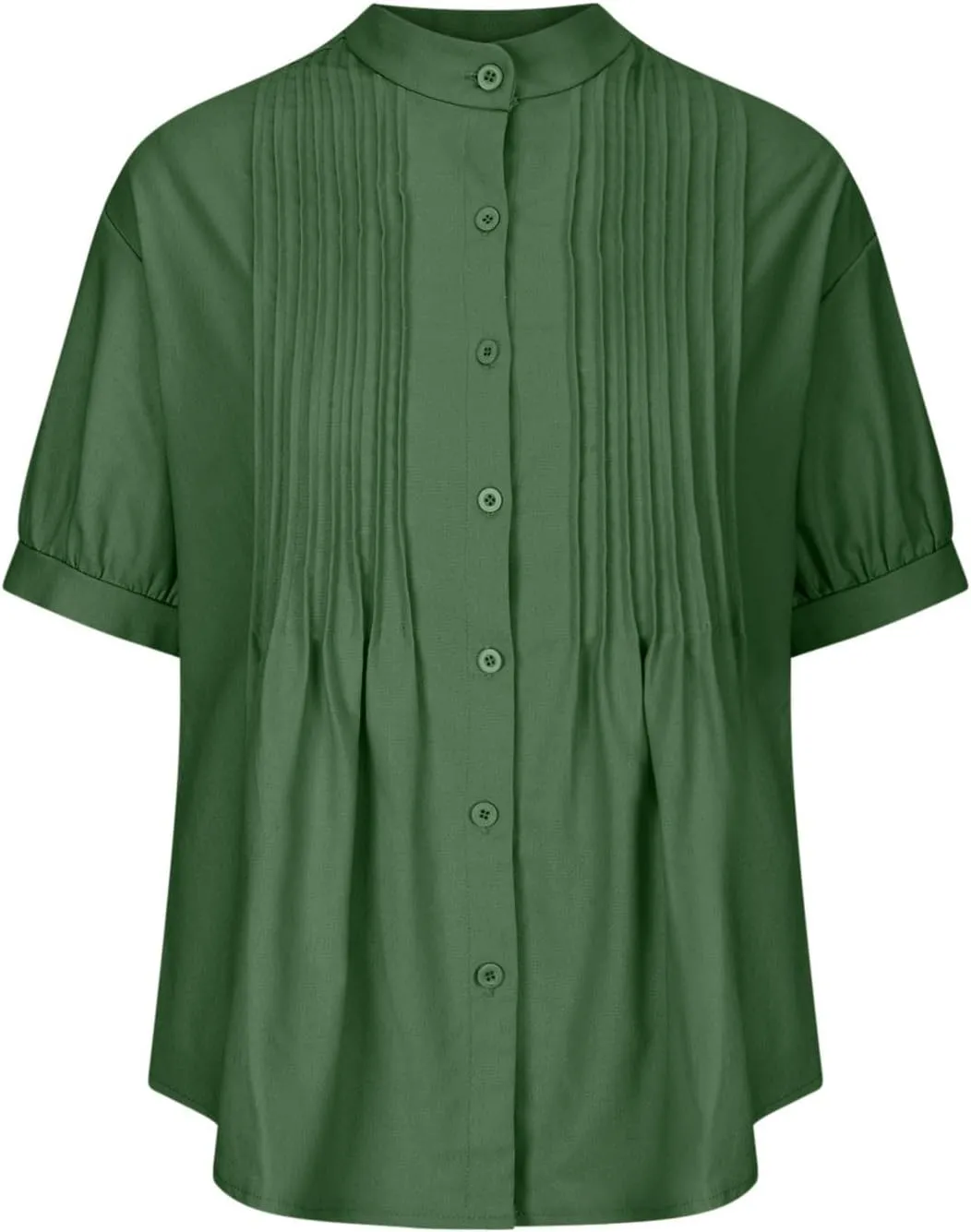Linen Shirts for Women Casual Half Sleeve High Neck Blouses Casual Cotton Linen Lightweight Summer Boho Tops