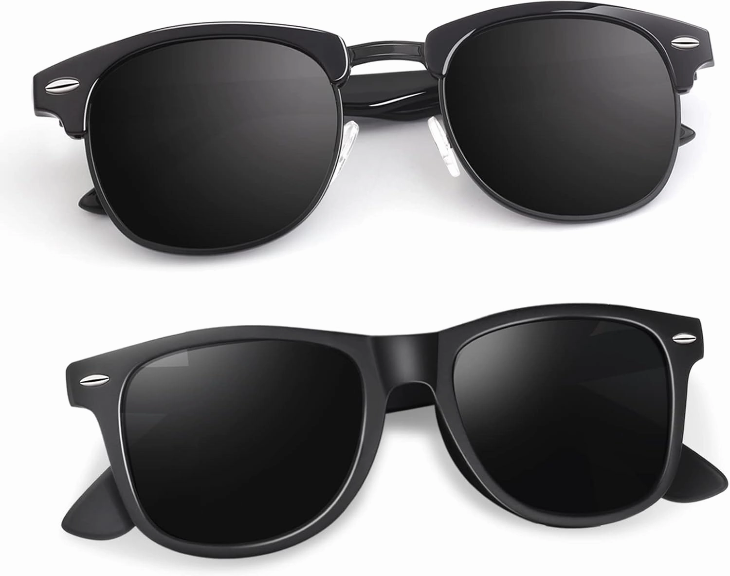 LINVO Polarized Semi Rimless Sunglasses for Men Women, Classic Retro Shades Half Frame Driving Sun Glasses UV Protection