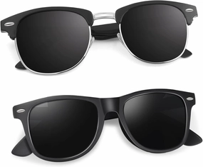 LINVO Polarized Semi Rimless Sunglasses for Men Women, Classic Retro Shades Half Frame Driving Sun Glasses UV Protection